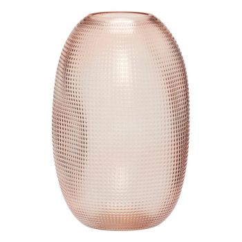 Vază din sticlă Hübsch Glam, înălțime 20 cm, roz