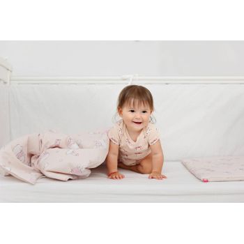 Lenjerie de pat pentru copii 4 piese Ursuletul Martinica roz 70x110 cm 100x135 cm