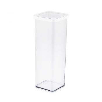 Cutie depozitare plastic patrata transparenta cu capac alb Rotho Loft 2 L