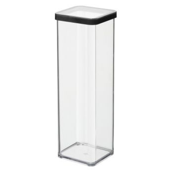 Cutie depozitare plastic patrata transparenta cu capac negru Rotho Loft 2 L