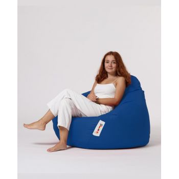 Fotoliu puf, Bean Bag, Ferndale Premium XXL, 115 x 130 cm, poliester impermeabil, albastru