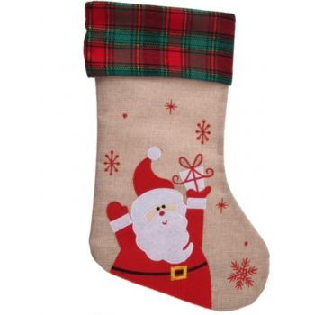 Decoratiune Stocking Santa, 26x43 cm, iuta, multicolor
