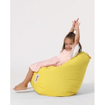 Fotoliu puf pentru copii, Bean Bag, Ferndale, 60x60 cm, poliester impermeabil, galben