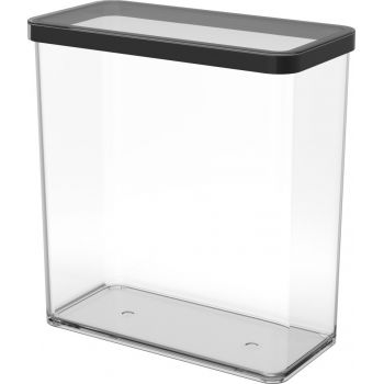 Cutie depozitare plastic rectangulara transparenta cu capac negru Rotho Loft 3.2 L
