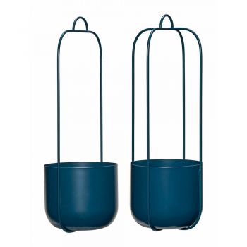 Ghivece suspendate din metal albastru în set de 2 bucăți ø 16 cm Lotus - Hübsch
