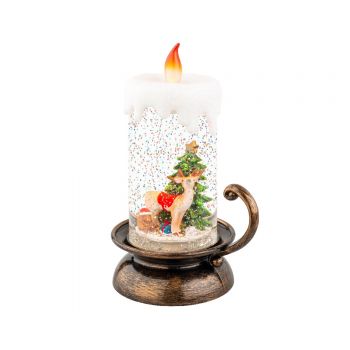 Decoratiune luminoasa Candle w deer, Lumineo, 10.5x14x21.5 cm, plastic, multicolor