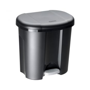 Coș de gunoi negru cu pedală din plastic reciclat 20 l Duo - Rotho