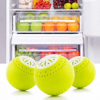 Set 3 bile odorizante pentru frigider, Eco Balls, InnovaGoods, cu carbon activ, 5 cm