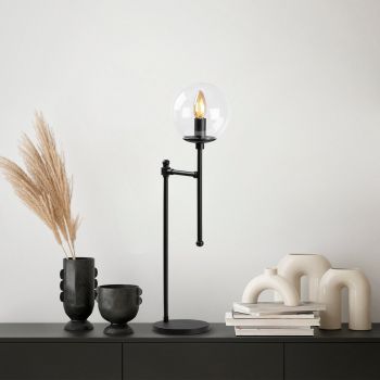 Lampa de masa, Step - 13072, Fulgor, 18 x 24 x 66 cm, 1 x E14, 40W, negru