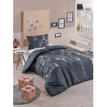 Lenjerie de pat pentru o persoana, Eponj Home, Trace 143EPJ01876, 2 piese, amestec bumbac, multicolor