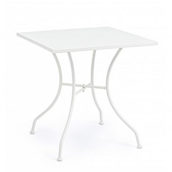 Masa pentru gradina, Kelsie, Bizzotto, 70x70x71 cm, otel, alb