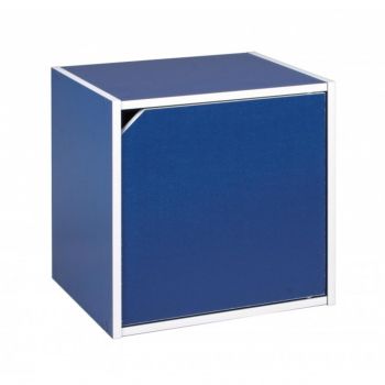 Raft modular cu usa, Composite Cube, Bizzotto, 35x29.5x35 cm, MDF laminat, albastru ieftina