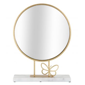 Oglinda de masa Butterfly, Mauro Ferretti, 30x39.5 cm, fier/marmura, auriu