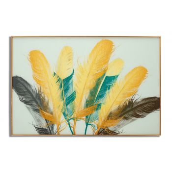 Tablou decorativ Feathers, Mauro Ferretti, 120x80 cm, sticla, multicolor