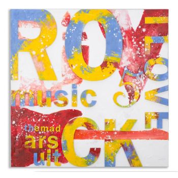 Tablou decorativ Rock Music, Mauro Ferretti, 100x100 cm, pictat manual, canvas/lemn de pin