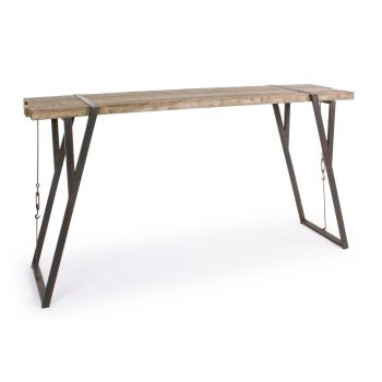 Masa pentru bar Blocks, Bizzotto, 200 x 54 x 110 cm, lemn de brad/otel