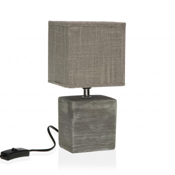Lampa de masa Cubo, Versa, Ø 13 x 32 cm, 1 x E14, 40W, ceramica, gri