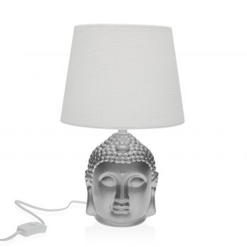 Lampa de masa Buddha, Versa, 21 x 33 cm, 1 x E14, portelan, argintiu