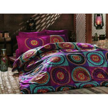 Lenjerie de pat pentru o persoana, Primacasa by Turkiz, Gipsy 182TRF22220, 2 piese, bumbac ranforce, multicolor