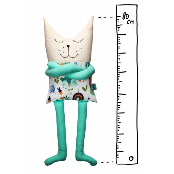 Papusa perna hand made pentru copii Pisica Mariuca 80 cm