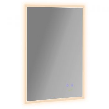 Oglindă Baie LED Kleankin, Iluminare Reglabilă, Smart Touch, Argintiu, 70x50cm | Aosom Romania