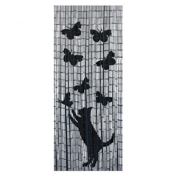 Perdea de ușă din bambus neagră/gri 200x90 cm Cat and Butterfly - Maximex