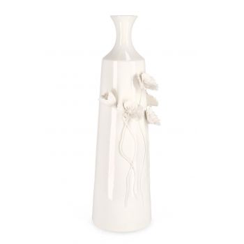 Vaza Poppy, Bizzotto, 17.3 x 16.2 x 51 cm, portelan, alb