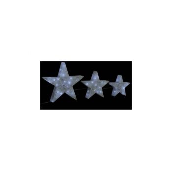 Decor Craciun stele 3 buc. plasa alba & LED exterior/interior