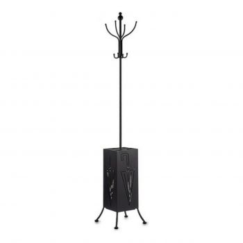 Cuier cu suport pentru umbrele Tobias, Gift Decor, 34 x 34 x 188 cm, metal, negru