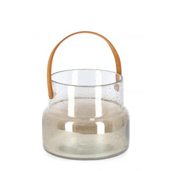 Vaza Saturn, Bizzotto, Ø 22 x 18.4 cm, sticla, handmade, bej