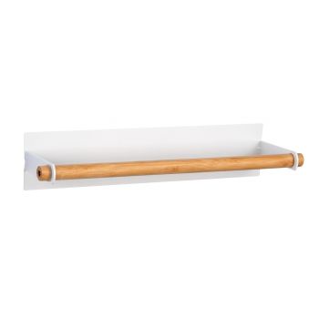 Suport magnetic pentru servetele de bucatarie, Wenko, Magna, 30 x 8 x 6 cm, metal/bambus, alb
