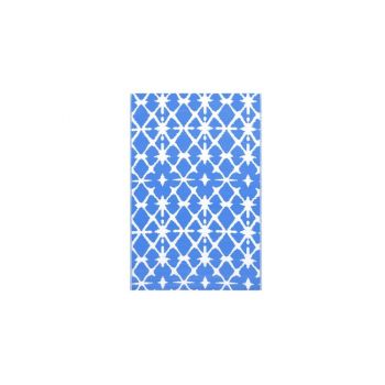 Covor de exterior, albastru/alb, 120x180 cm, pp