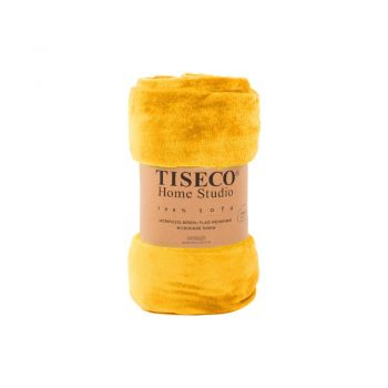 Cuvertură galben ocru din micropluș pentru pat de o persoană 150x200 cm Cosy - Tiseco Home Studio ieftina