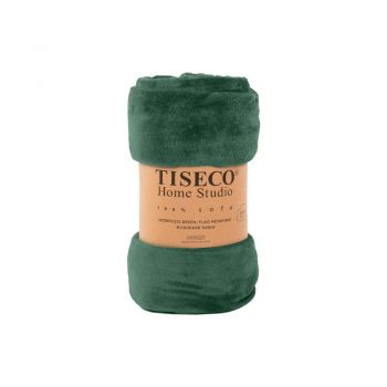 Cuvertură verde-închis din micropluș pentru pat de o persoană 150x200 cm Cosy - Tiseco Home Studio ieftina