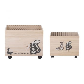 Cutii de depozitare din lemn pentru copii 2 buc. Nonni - Bloomingville Mini