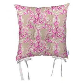 Pernă din microfibră pentru scaun Mike & Co. NEW YORK Butterflies Pattern, 36 x 36 cm, bej-roz