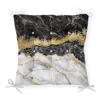 Pernă pentru scaun cu amestec de bumbac Minimalist Cushion Covers Black Gold Marble, 40 x 40 cm