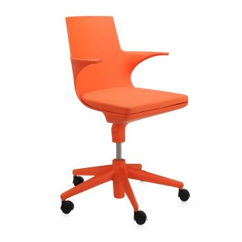 Scaun birou cu brate Kartell Spoon Chair design Antonio Citterio & Toan Nguyen portocaliu