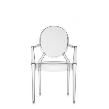 Set 2 scaune Kartell Louis Ghost design Philippe Starck fumuriu transparent