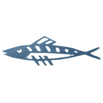 Decoratiune de perete Outdoor Fish, 74 x 22.5 cm, metal, albastru