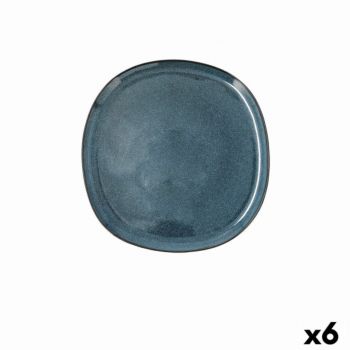 Set 6 farfurii, Bidasoa, Ikonic, 20.2 x 19.7 x 1.3 cm, ceramica, albastru