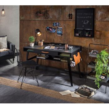 Birou, Çilek, Dark Metal Study Desk, 134x80x62 cm, Multicolor