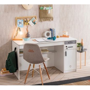 Birou, Çilek, White Wide Study Desk, 138x75x58 cm, Multicolor