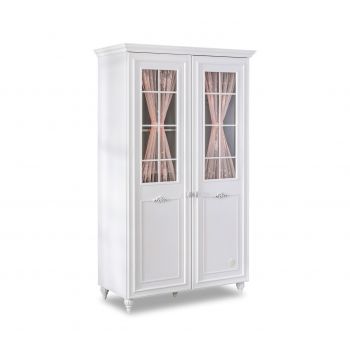 Dulap pentru haine, Çilek, Romantica 2 Doors Wardrobe With Window, 115x200x56 cm, Multicolor