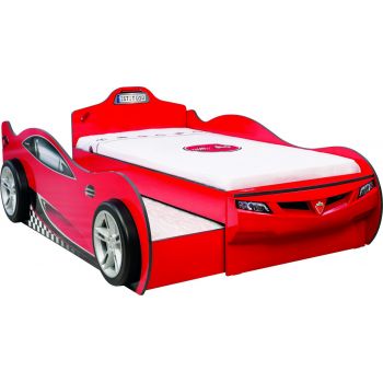 Pat pentru copii Car, Çilek, Coupe Carbed (With Friend Bed) (Red) (90X190, 107x82x209 cm, Multicolor