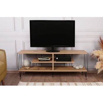 Comoda TV, Kalune Design, Eze, 120x44.5x30 cm, Stejar ieftina