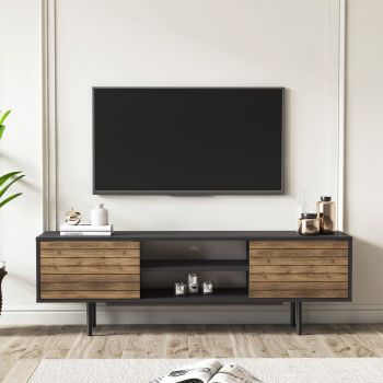 Comoda TV, Minima, Colosseo, 160x52x35 cm, Nuc negru