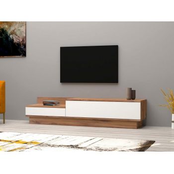 Comoda TV, Puqa Design, Barko, 160x35x35 cm, PAL, Pin Atlantic / Alb