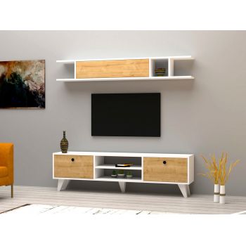Comoda TV, Puqa Design, Italo, PAL, Alb / Pin