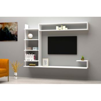 Comoda TV, Puqa Design, Noble, 180x121.8x29.6 cm, PAL, Alb